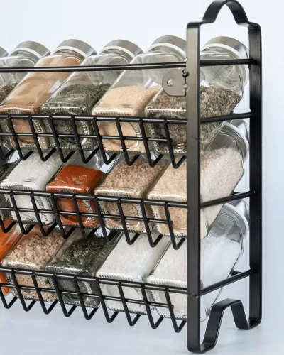 Especiero metálico para cocina con 24 botes para especias