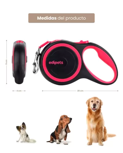 Correa perro extensible y flexible para adiestramiento y paseo