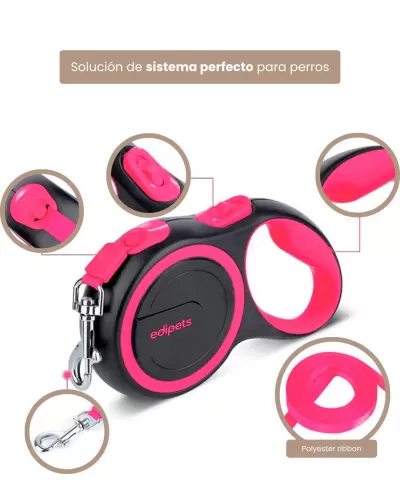 Correa perro extensible y flexible para adiestramiento y paseo